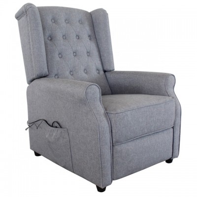 Wingback Button Tufted Fabric Easy Push Back Recliner Chair