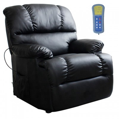 Black PU Cover Overtufted Manual Recliner TV Chair with Massage