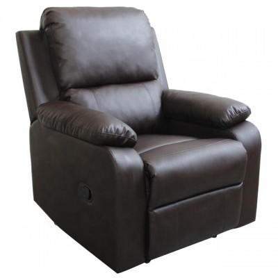 PU Cover Manual Recliner Chair with Storage Arms for Living Room