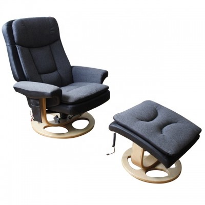 Wooden Base Modern Living Room Manual Swivel Massage  Recliner Chair with Ottoman