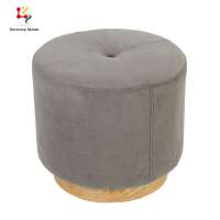 Event Hire Hotel  Sofa Bench Seat Foot Round Stool Ottoman Wooden Base Velvet Fabric Tufted Upholstered Ottoman