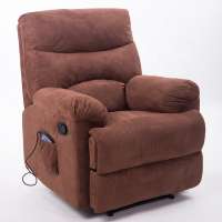 Brown Fabric Overstuffed Single Recliner Chair with Massage