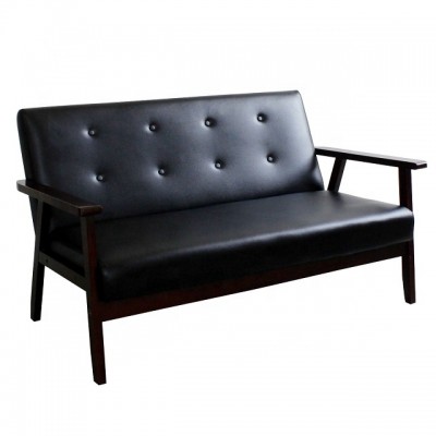 Button Tufted Rubberwood Modern Love Seater Leisure Arm Chair