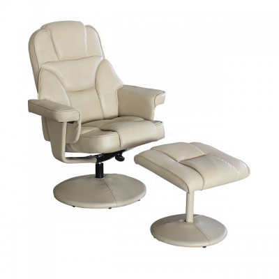 Wholesale Beige PU Home and Office Manual Swivel Base Recliner TV Chair with Footrest