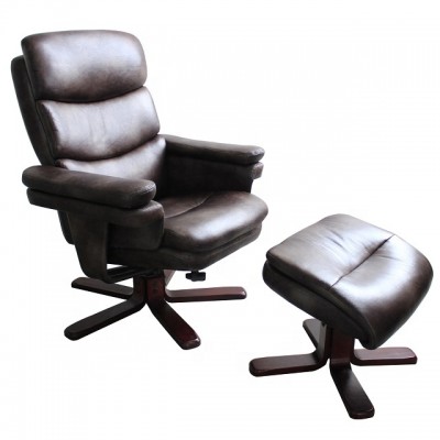 Wholesale Home Living Room Office Use Manual Swivel Wooden Base Recliner TV Chair with Footrest