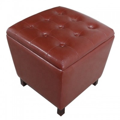 PU PVC Button Tufted Square Storage Box Ottoman Stool