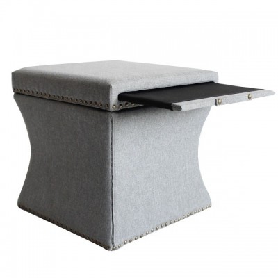 Chic Style Linen Fabric Square Kids Toy Shoe Storage Seat Box Ottoman Square Seating Bench