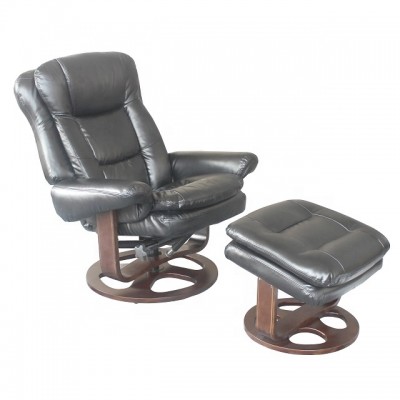 Brown PU Wholesale Home Office Use Reclining Chair With Ottoman