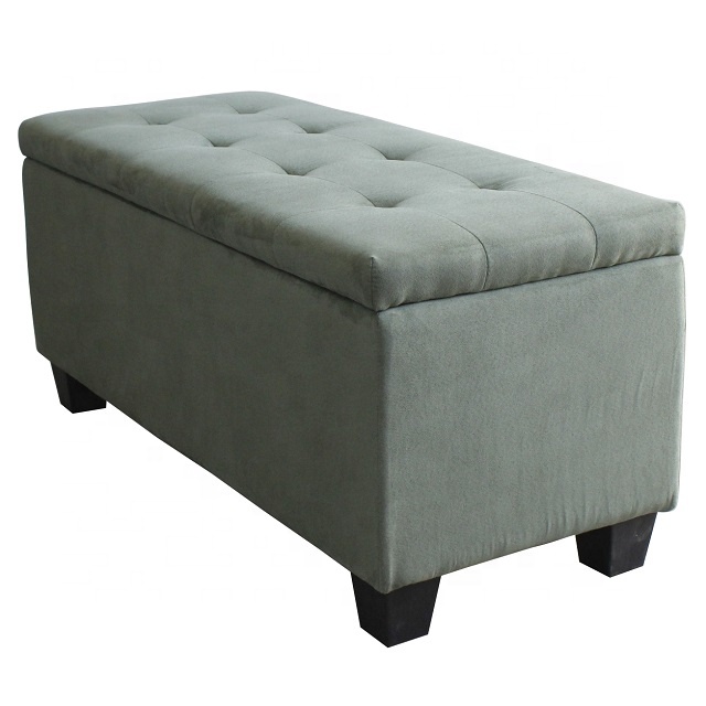 Large Size Button Tufted Fabric Storage Ottoman